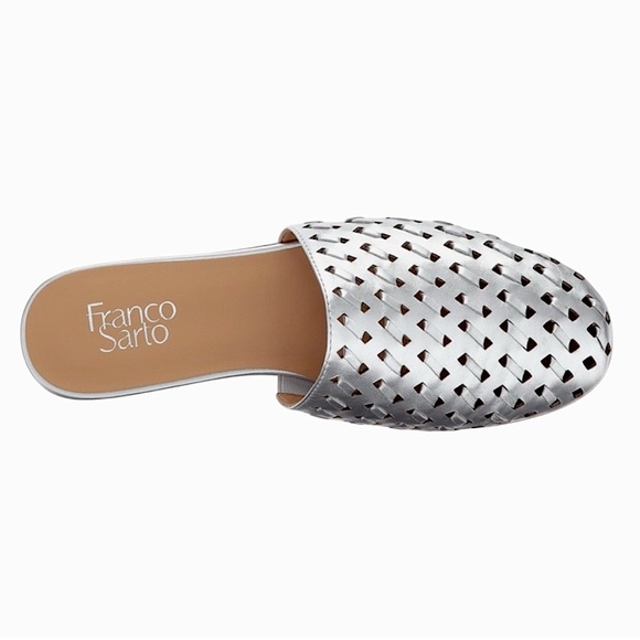 FRANCO SARTO L-GLENA 2 WOVEN SILVER MULES SZ 8 MED EUC - Picture 5 of 10